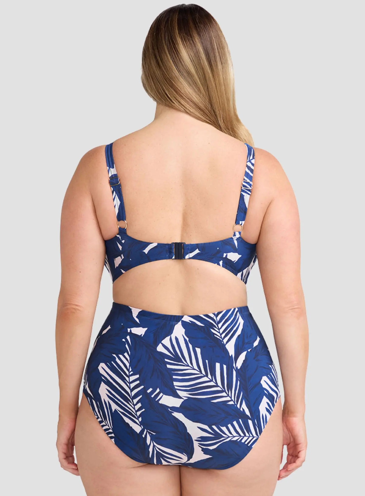 Lanthera Raphael High Waist Ruched Swim Pant Navy Peony