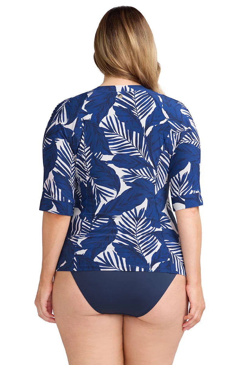 Lanthera Seurat Sunsafe Top Mid Sleeve Navy Peony