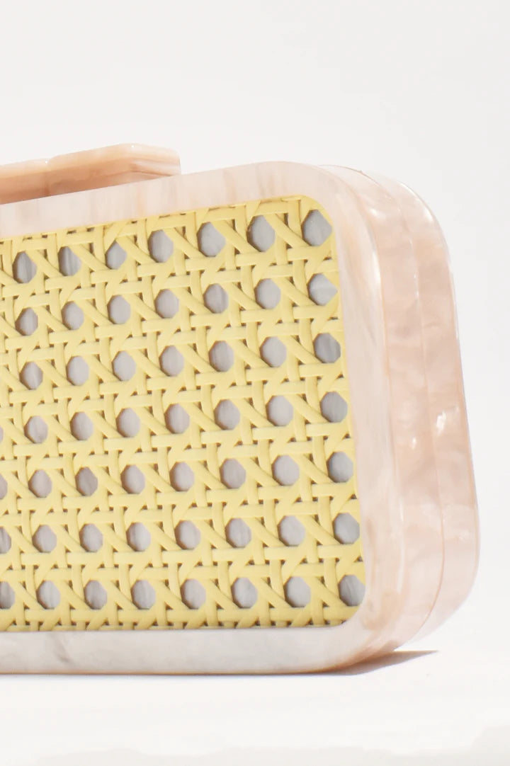 Aggie Weave & Resin Structured Clutch in Natural
