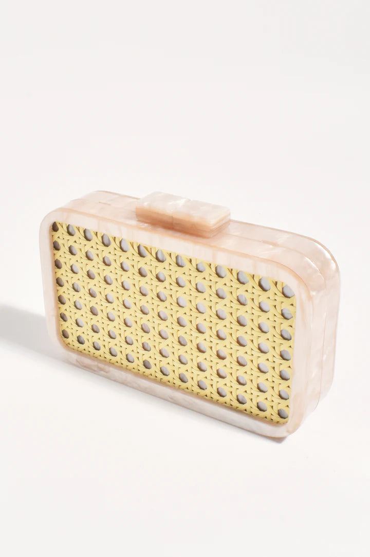 Aggie Weave & Resin Structured Clutch in Natural