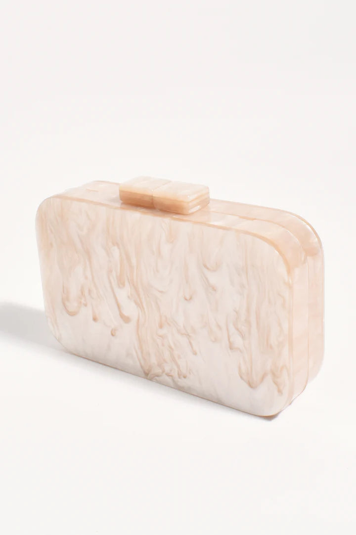 Aggie Weave & Resin Structured Clutch in Natural