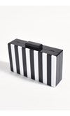 Jones Striped Resin Structured Clutch (Black/White)