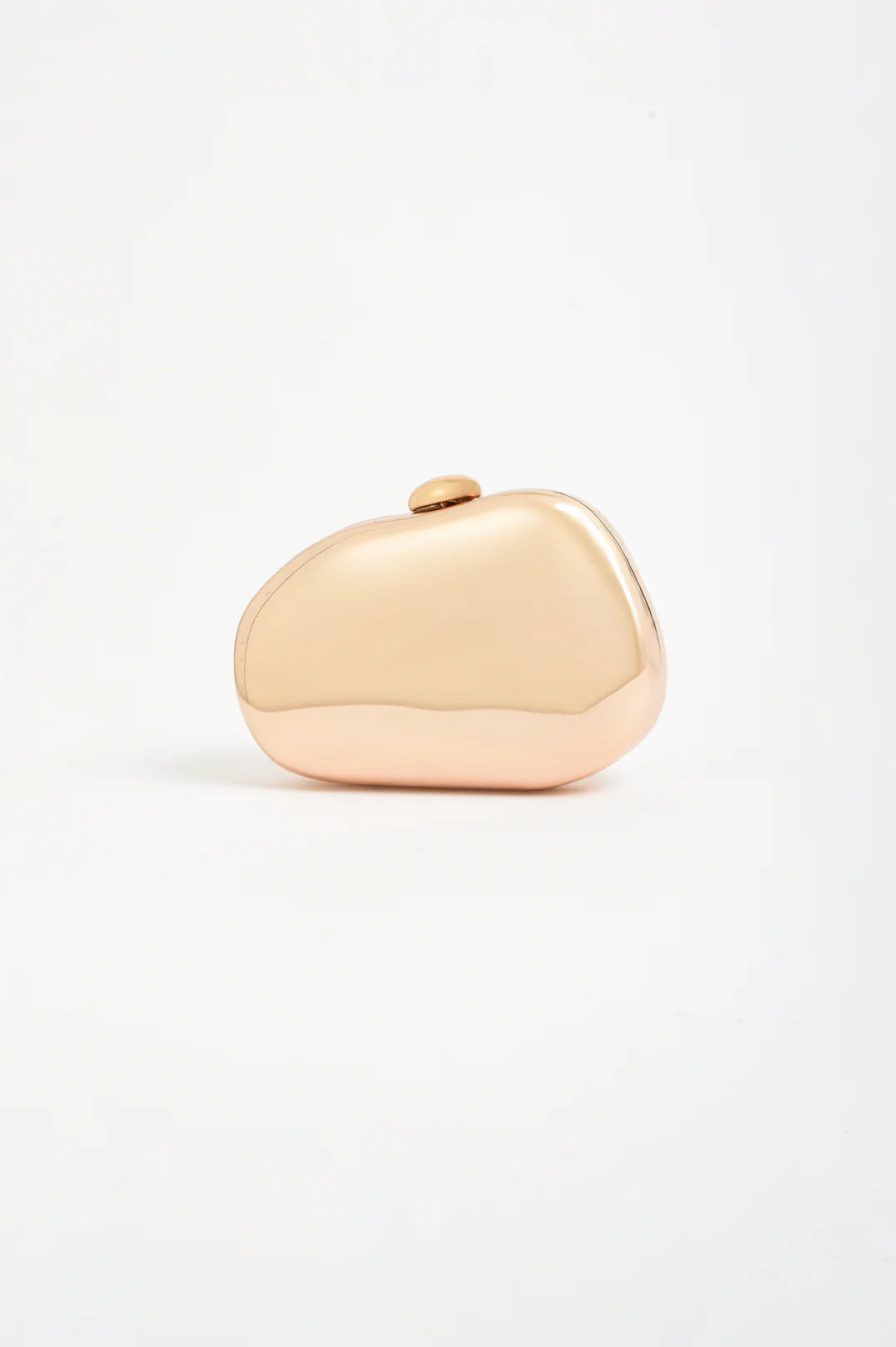 Abstract Curved Metal Clutch in Gold