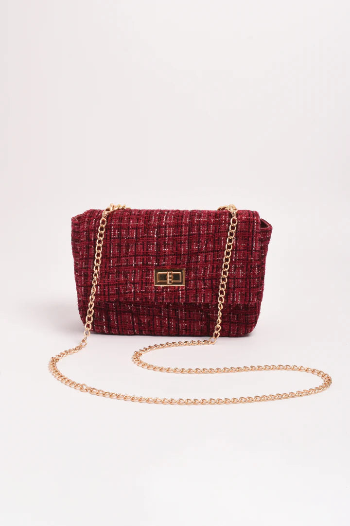 Esme Tweed Small Bag in Burgundy