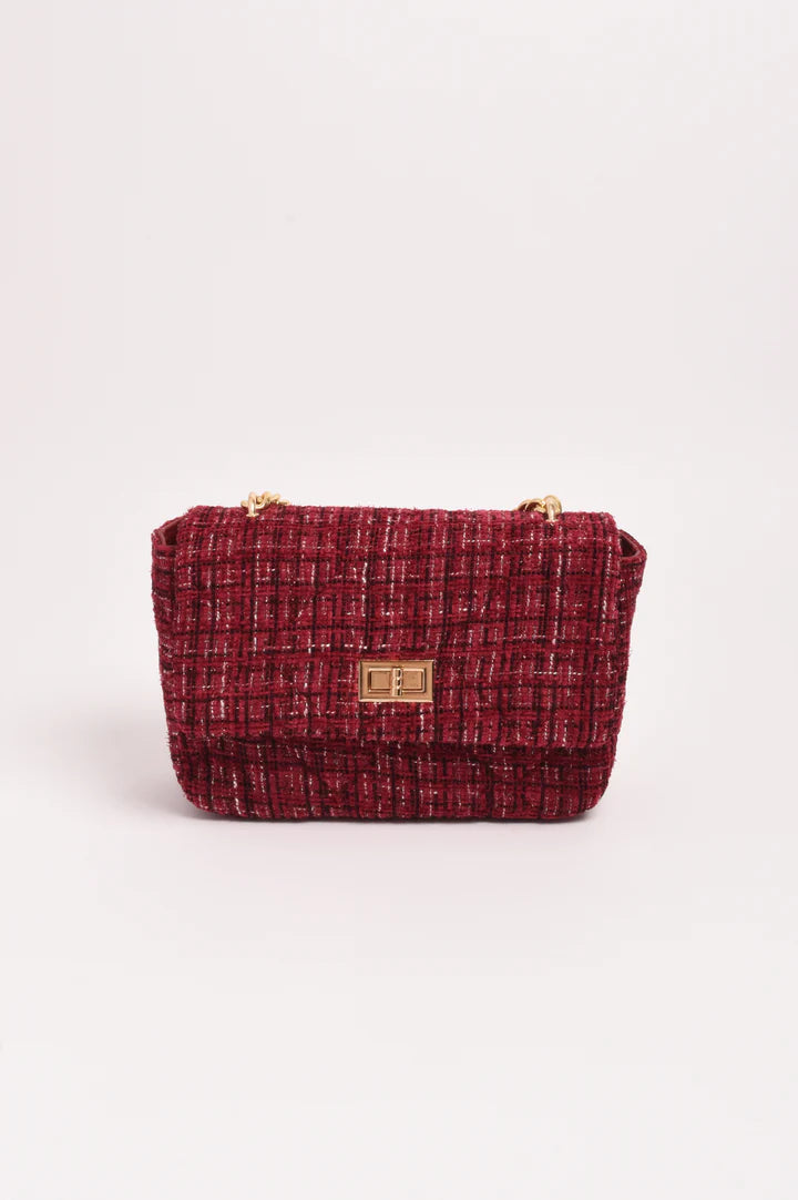 Esme Tweed Small Bag in Burgundy