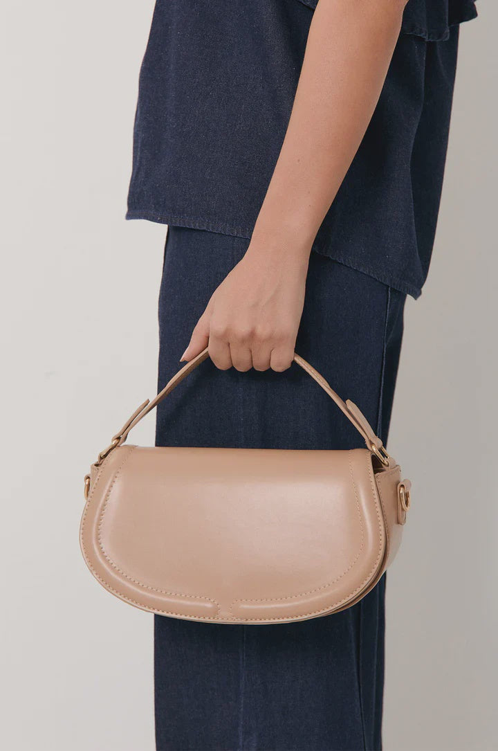 Rosalie Rounded Foldover Small Bag in Camel