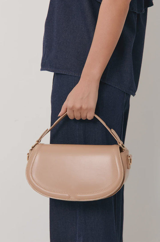 Rosalie Rounded Foldover Small Bag in Camel