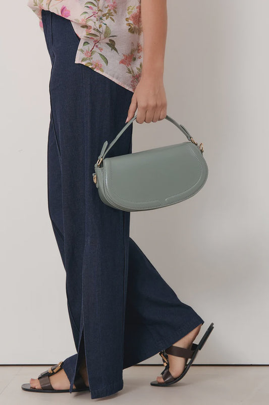 Rosalie Rounded Foldover Small Bag in Pale Blue