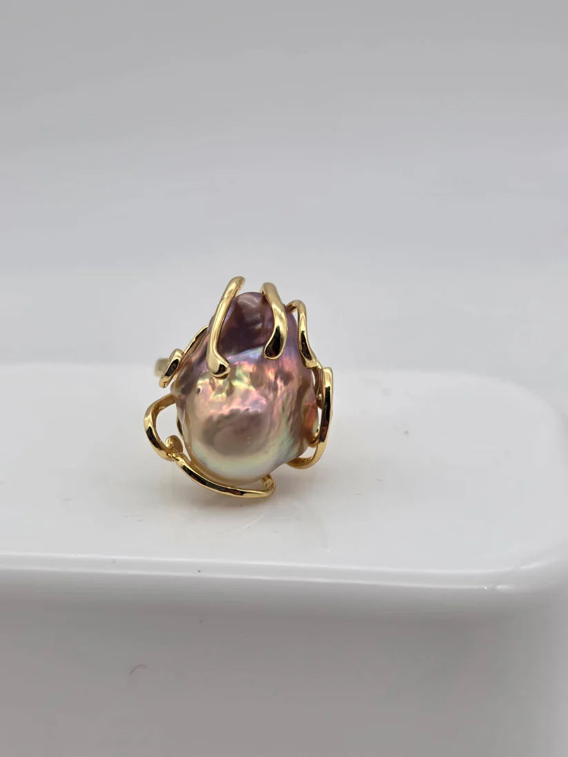 Amara Ring - 18K Gold with Freshwater Baroque Pearl