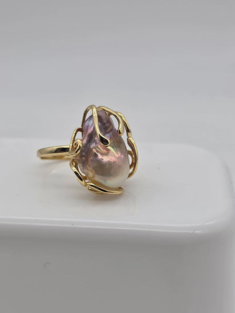 Amara Ring - 18K Gold with Freshwater Baroque Pearl