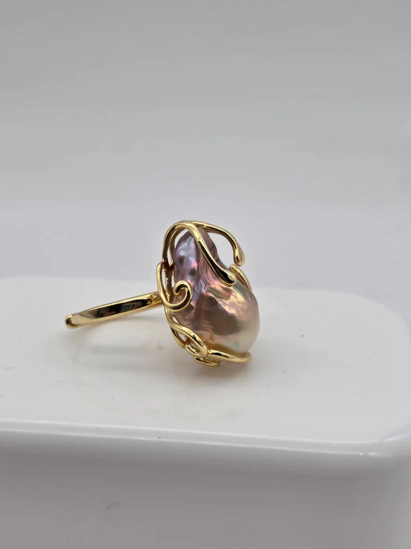 Amara Ring - 18K Gold with Freshwater Baroque Pearl
