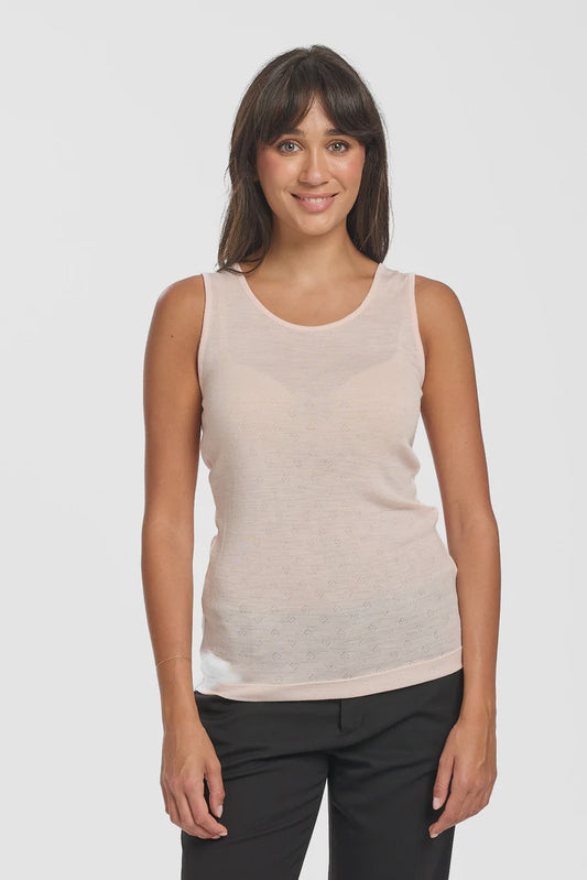 Merino Wool & Bamboo Pointelle Thermal Tank - Blush