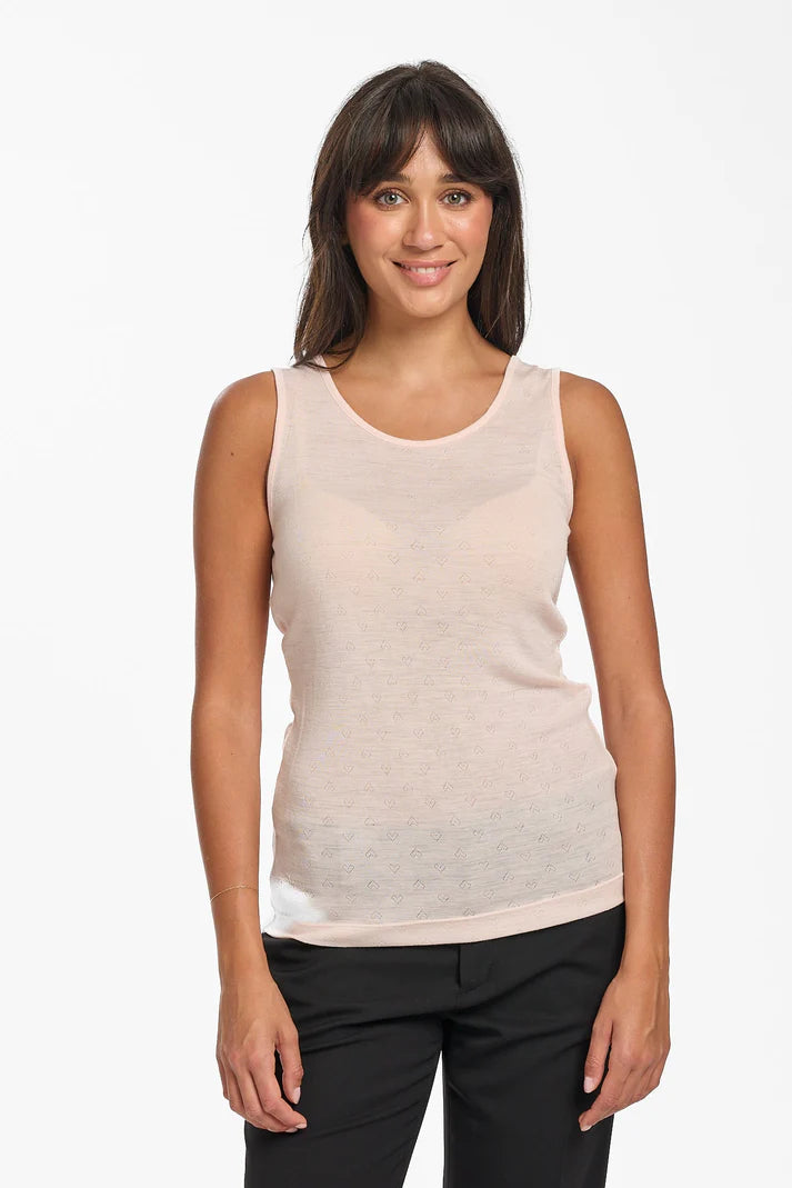 Merino Wool & Bamboo Pointelle Thermal Tank - Blush