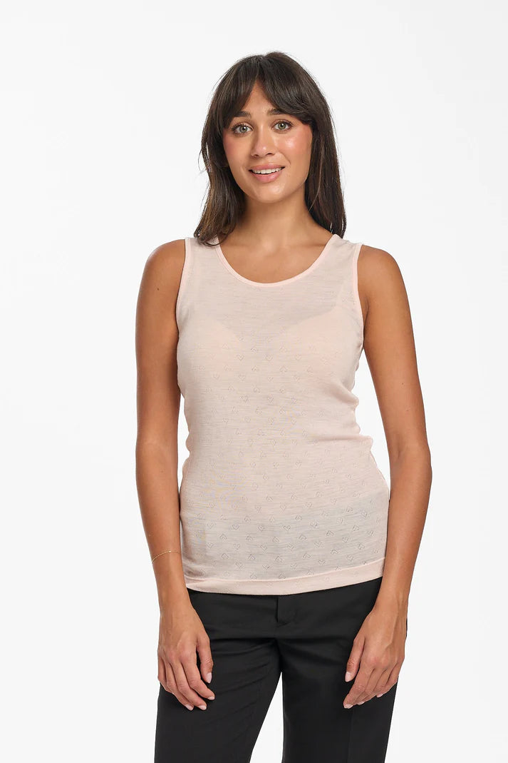 Merino Wool & Bamboo Pointelle Thermal Tank - Blush
