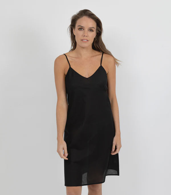 Cotton Voile Reversible Chemise in Black