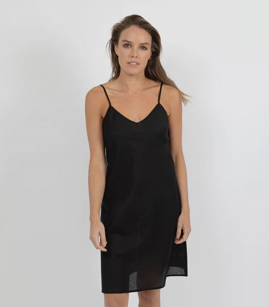 Cotton Voile Reversible Chemise in Black