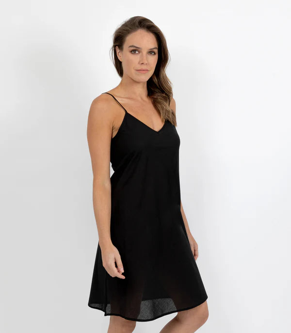 Cotton Voile Reversible Chemise in Black