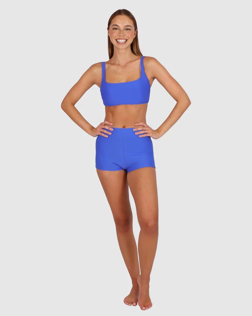 Rococco High Waist Boyleg Bikini Bottom in Electric