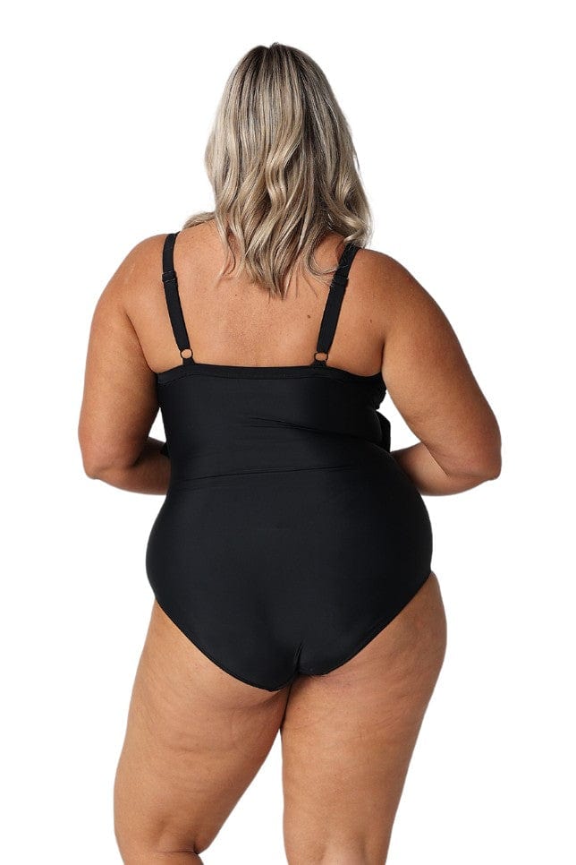 Black 3 Tier One Piece Swimsuit