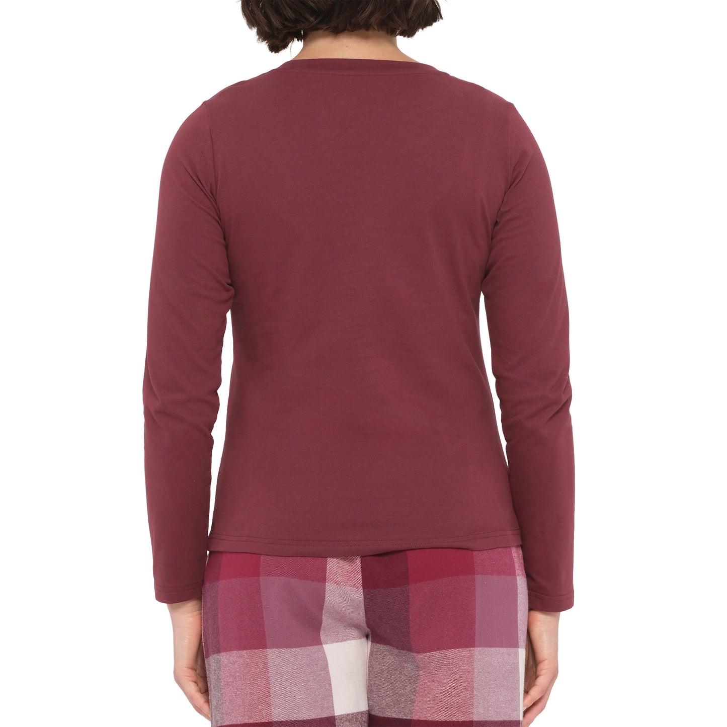 Cotton Jersey Henley Pyjama Top in Burgundy