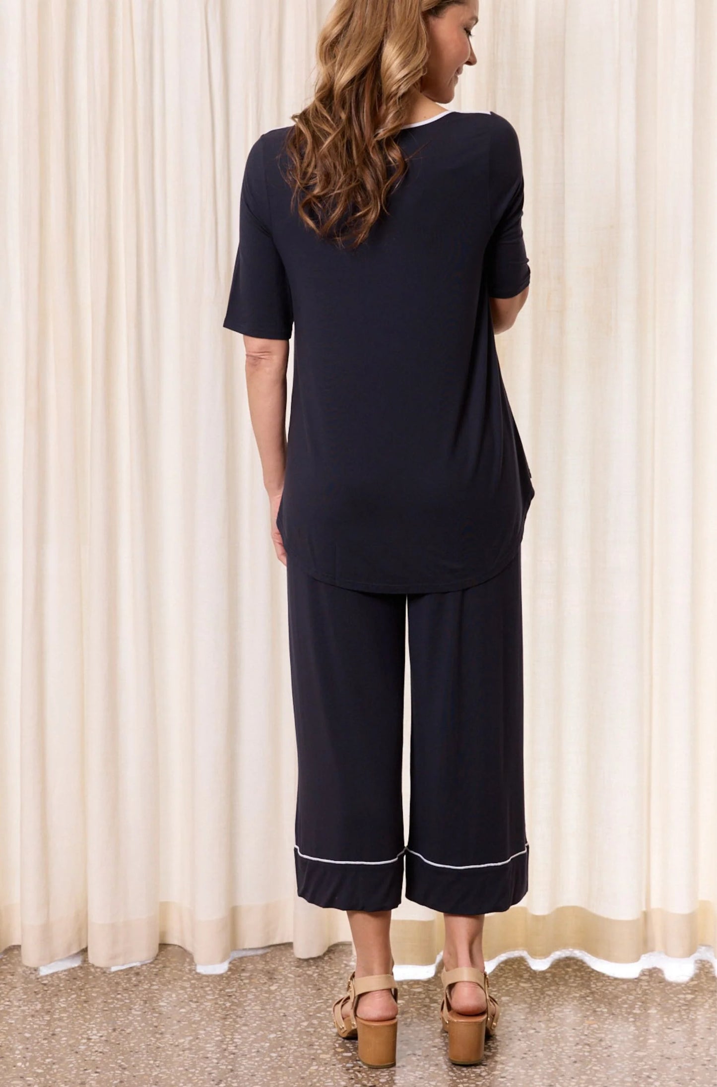 Culotte Resort Pant - French Navy White Trim