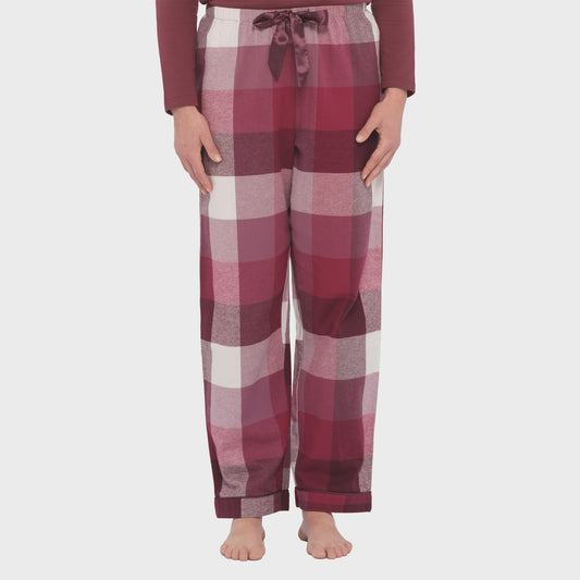 Deep Twilight Flannelette Pyjama Pant in Burgandy