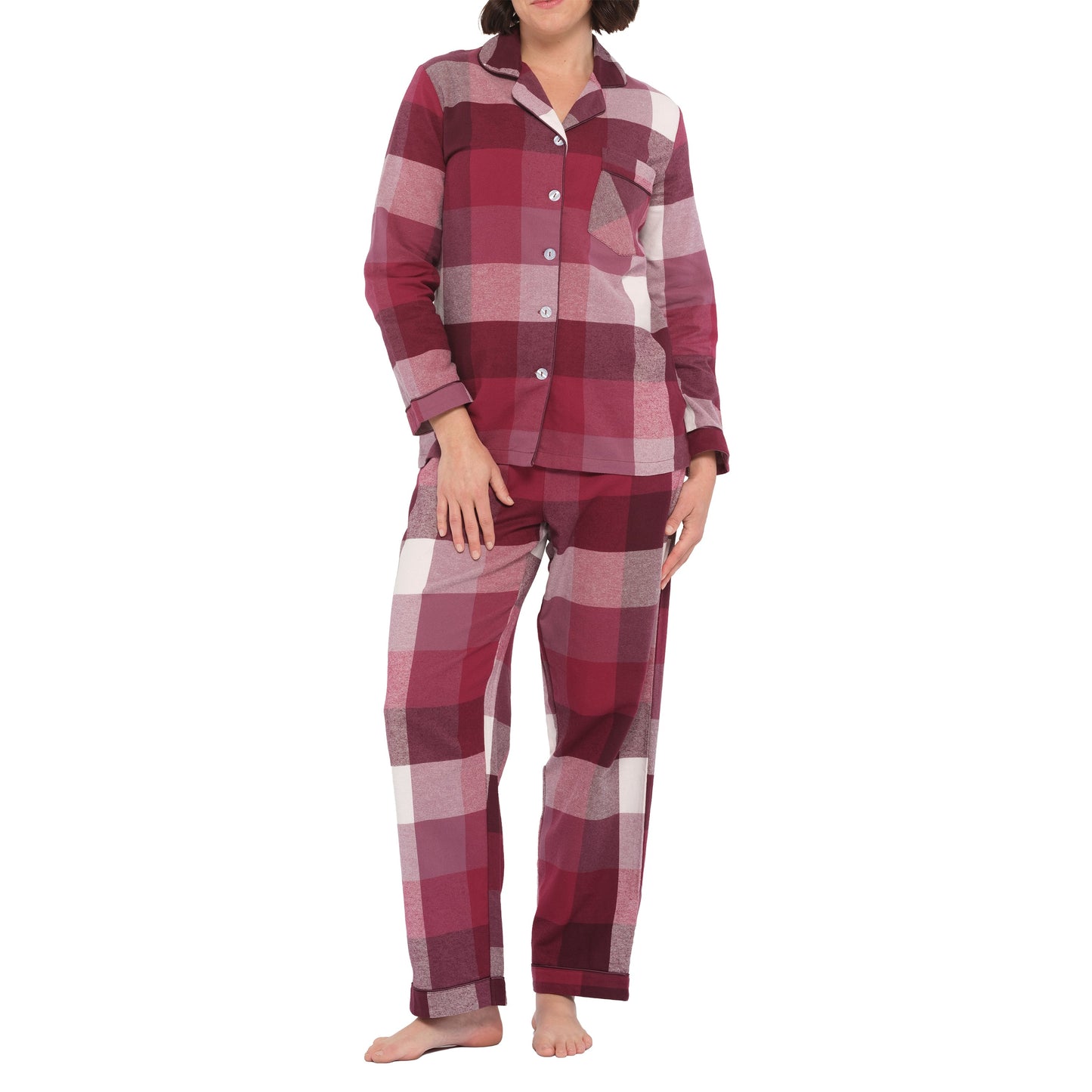 Deep Twilight Flannelette Pyjama Set in Burgandy