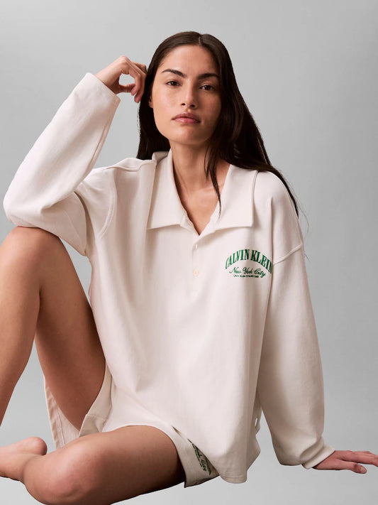 Cotton Heritage Logo Pyjama Top in Tofu