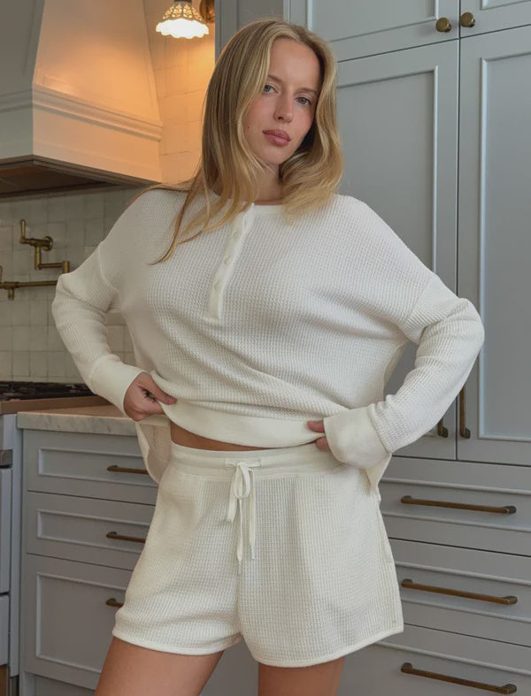 Super Soft Waffle Boxer Short in Ecru