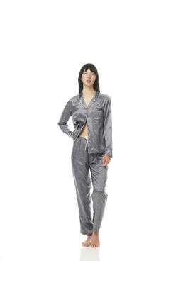 Ivory Steel Satin Geo Pj