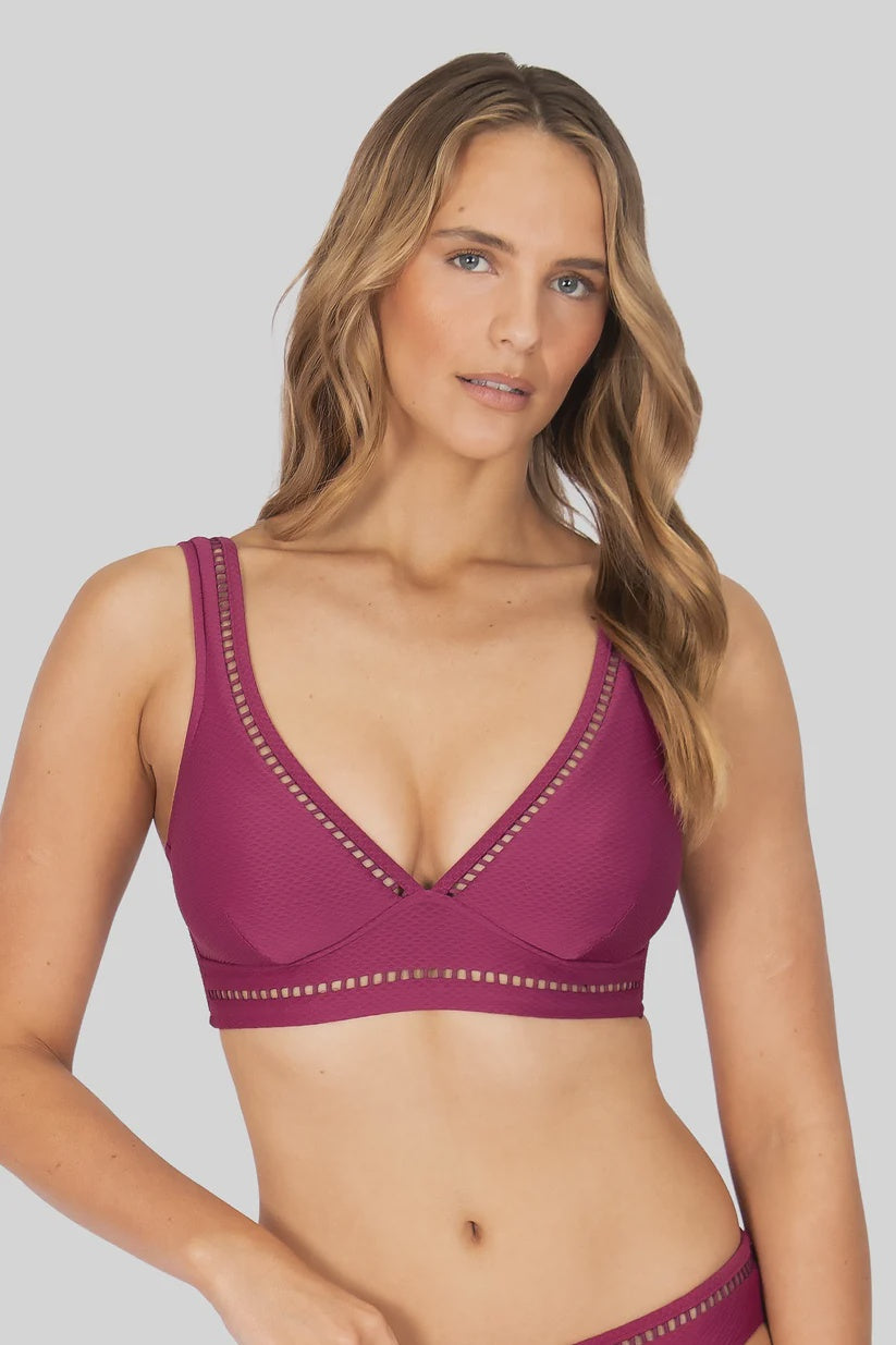 Rococco D/DD Cup Longlline Bikini Bra Top in Berry