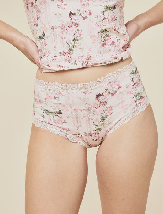 Ellie Lace Trim Highrise Knicker in Odette Sea Salt
