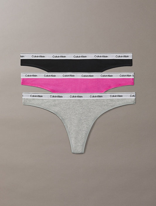 Icon Logo 3 Pack Thongs in Black/ Grey Heather/ Stunning Orchid