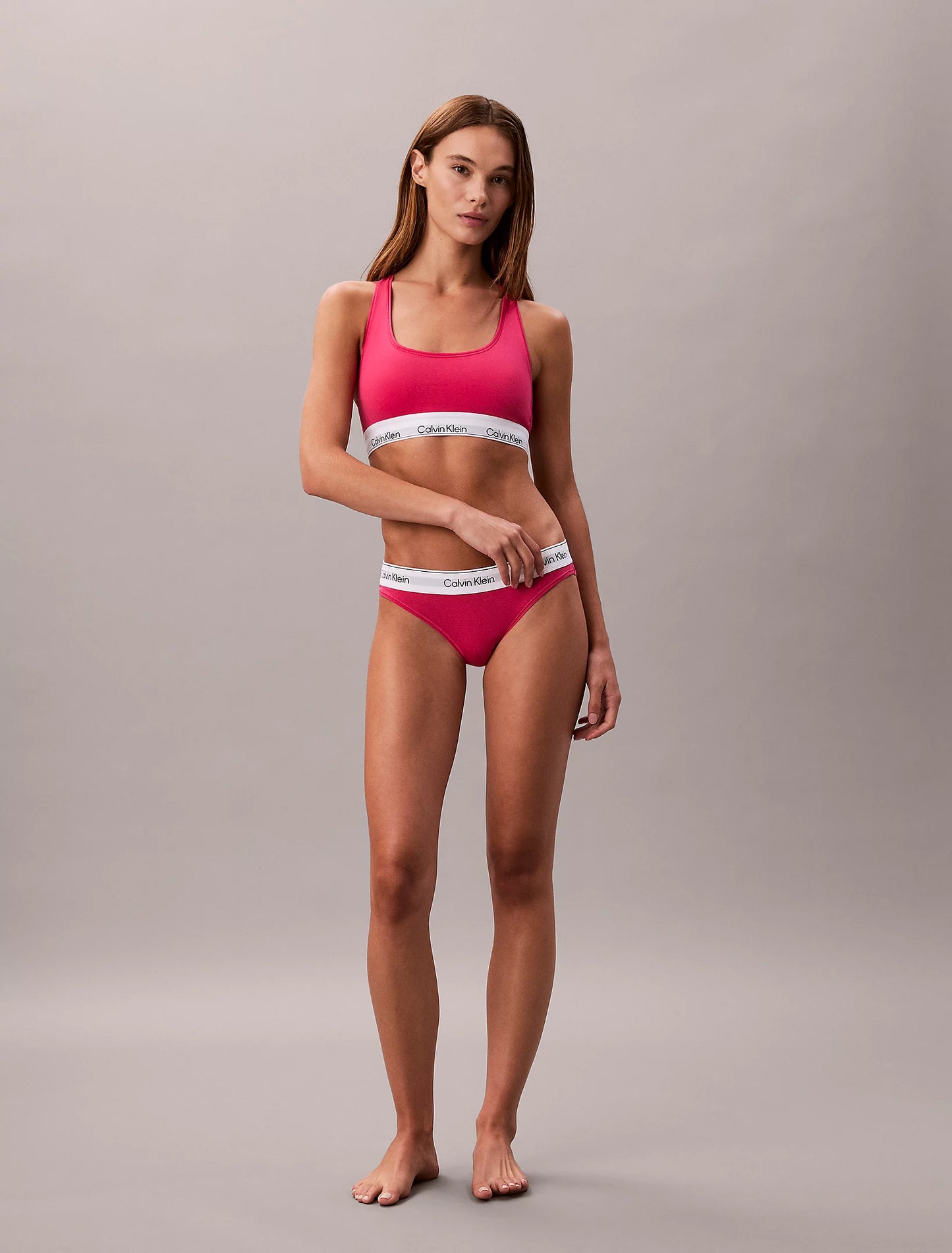 Icon Cotton Modal Unlined Bralette in Vibrant Pink