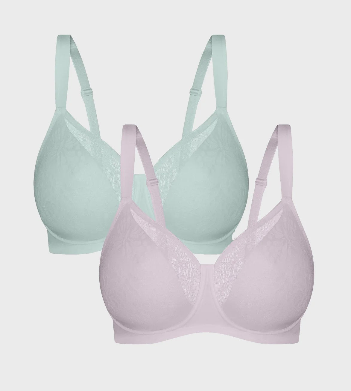Lacy Minimiser Bra 2 Pack in Pink & Turquoise