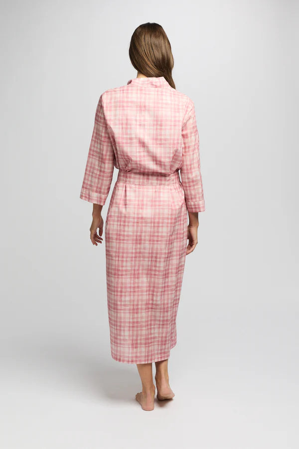 Baselayers  Morning Honey Cotton Voile Robe - Musk Gingham