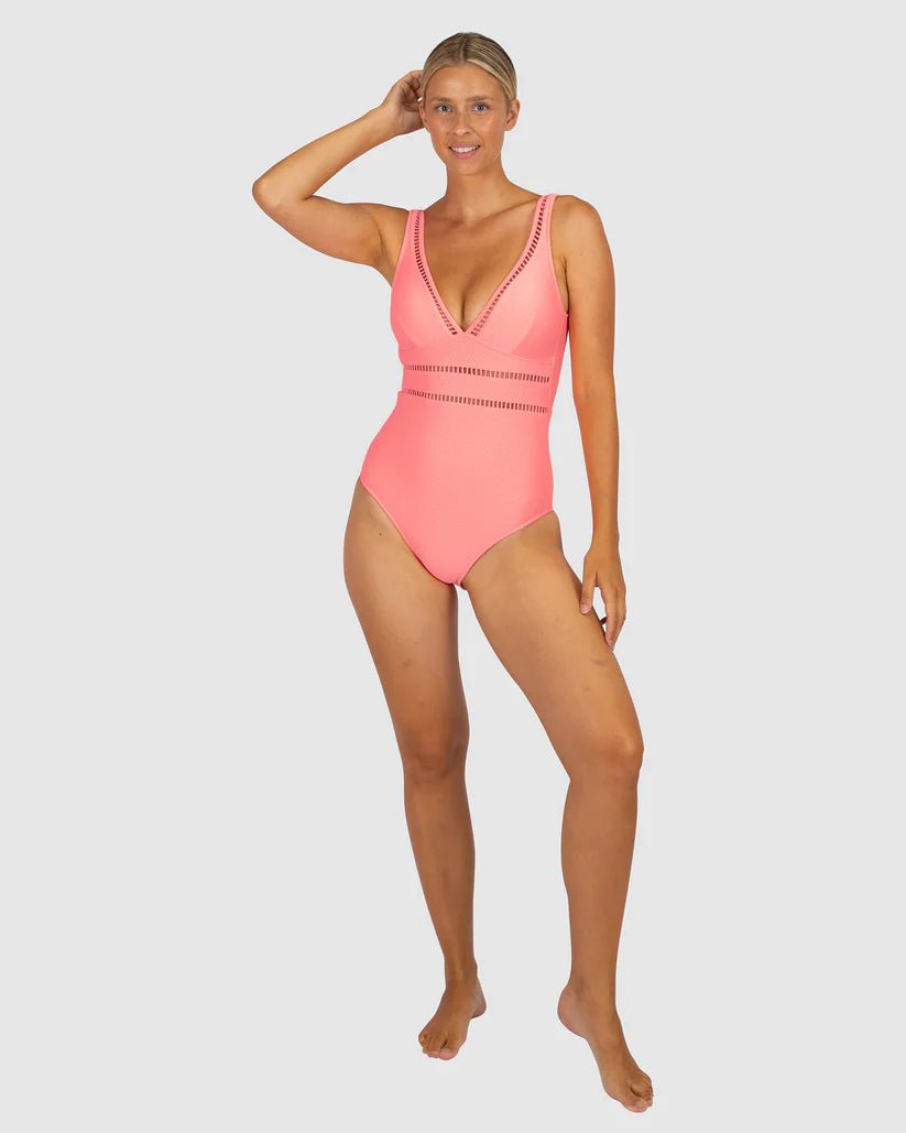 Rococco Longline One piece Swimsuit in Coral Sea