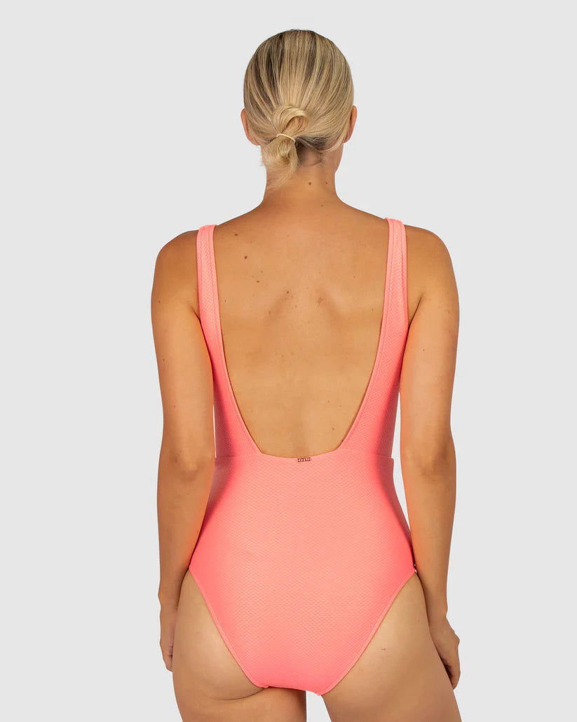 Rococco Longline One piece Swimsuit in Coral Sea