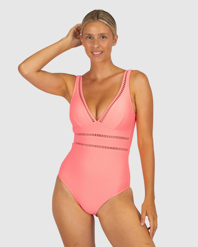 Rococco Longline One piece Swimsuit in Coral Sea