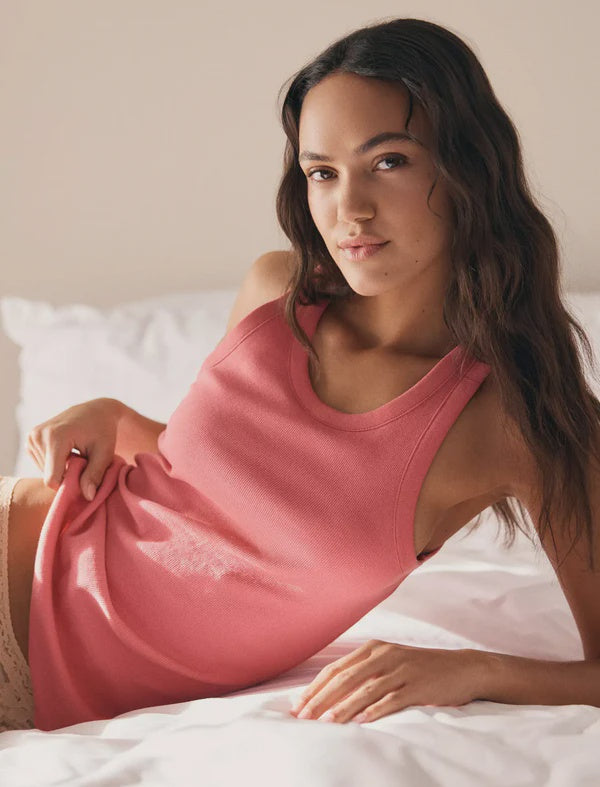 Milla Rib Shelf Bra Tank in Desert Rose