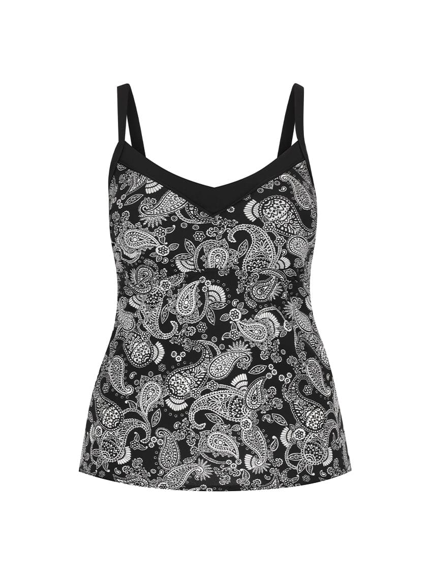 Mono Paisley Chlorine Resistant Underwire Tankini Top