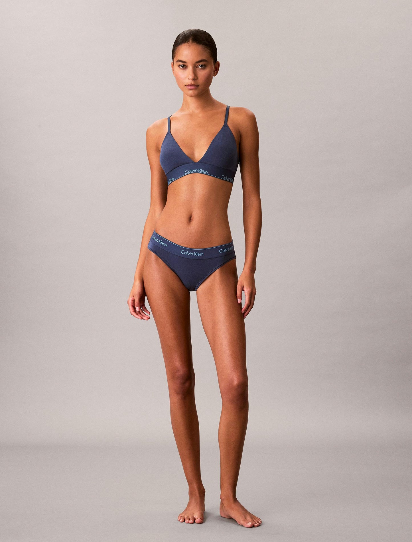 Icon Cotton Modal Lightly Lined Triangle Bralette in Dark Denim