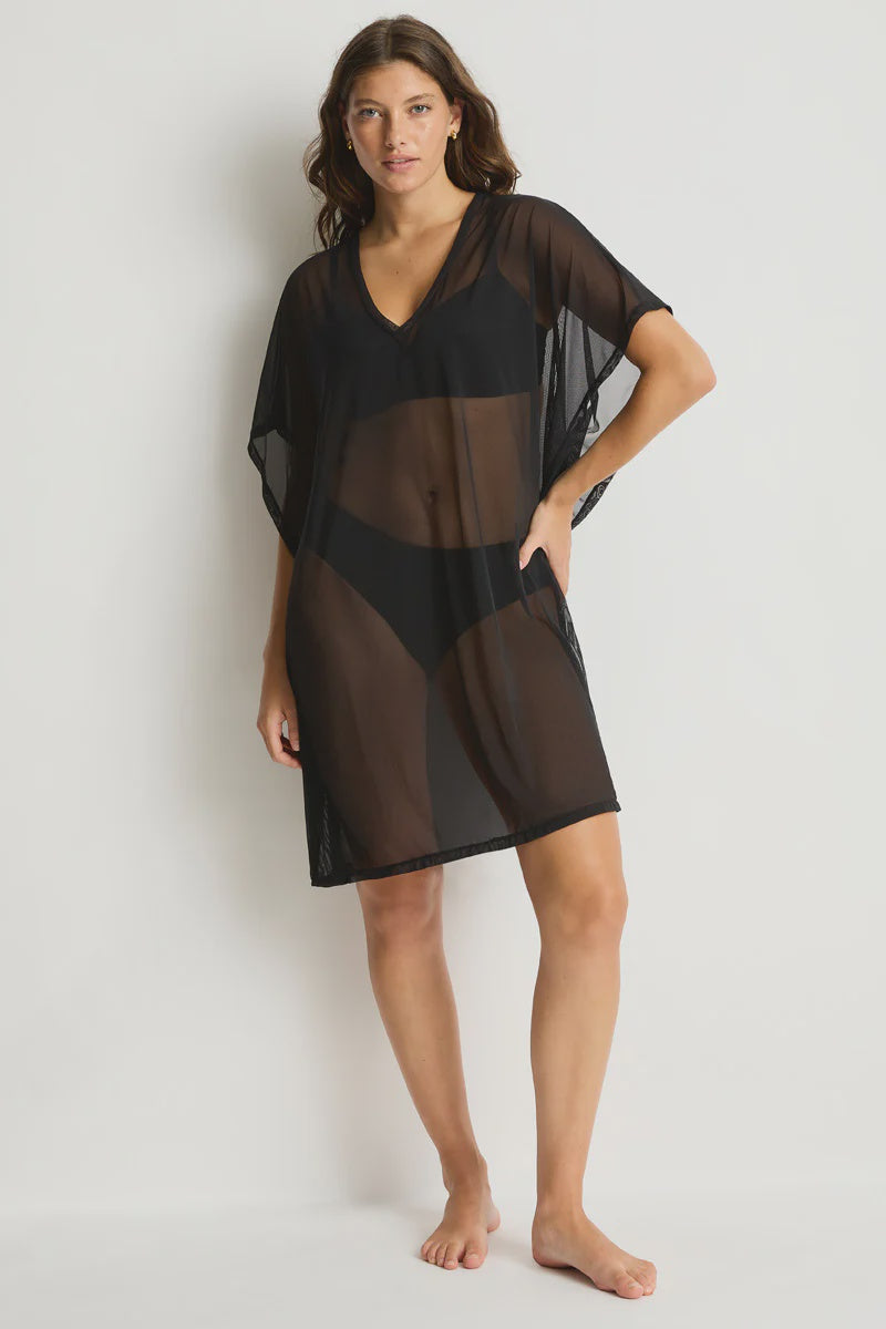 Eco Essentials Mesh Kaftan in Black