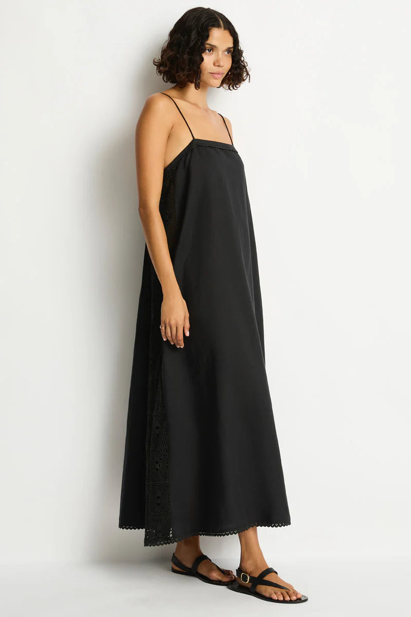 Shore Linen Panelled Bandeau Lace Maxi Dress