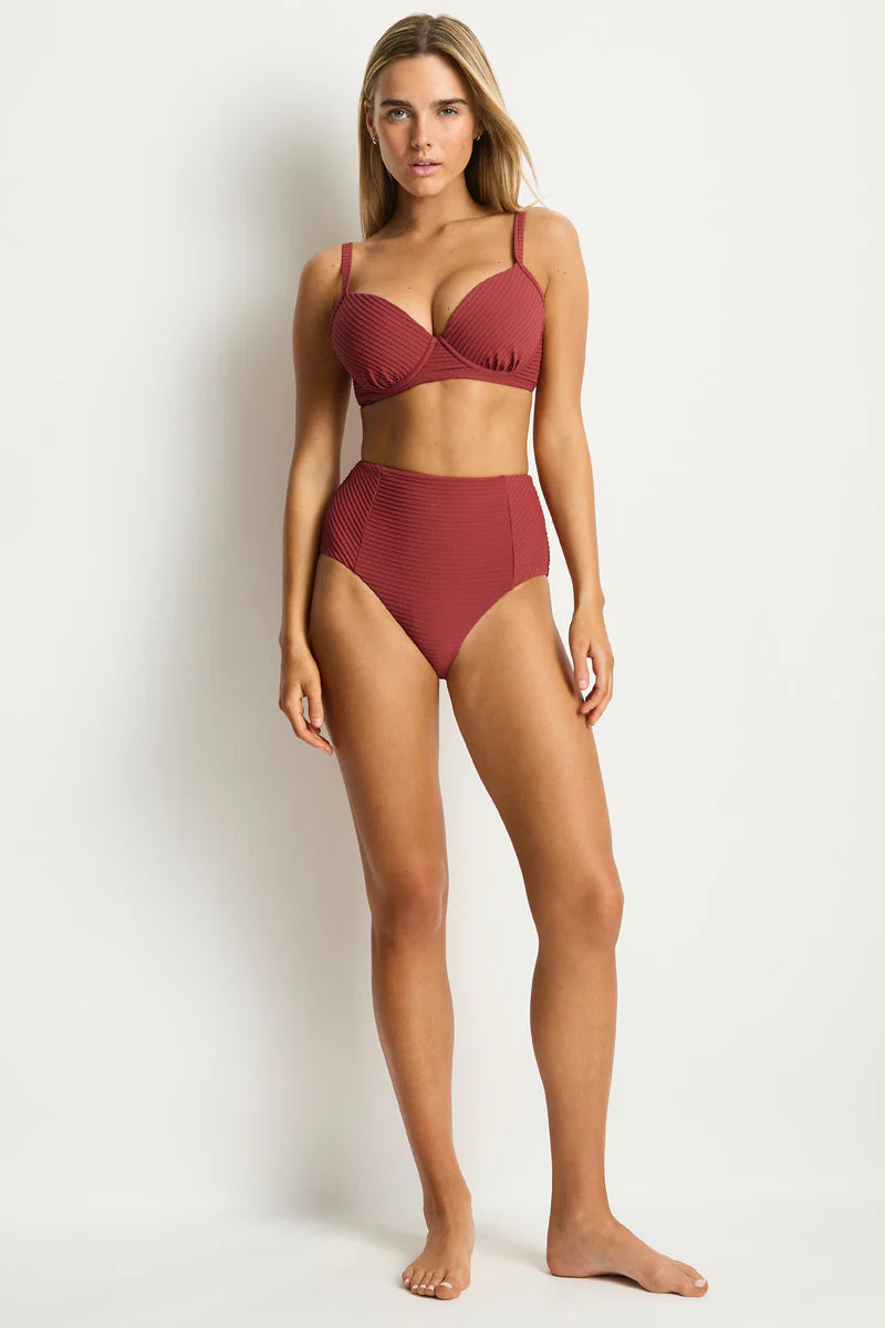 Spinnaker Panelled High Waist Pant in Terracotta