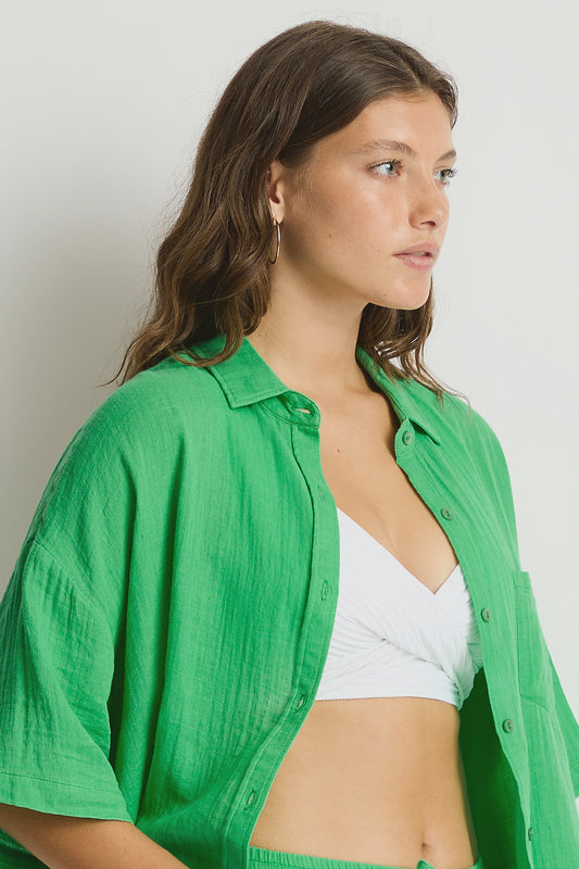 Limited Edition: Sunset Aloha Shirt in Kelly Green