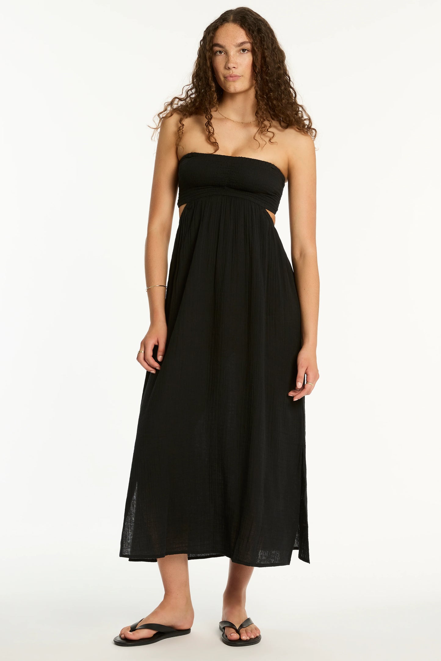 Sunset Cutaway Bandeau Dress in Black