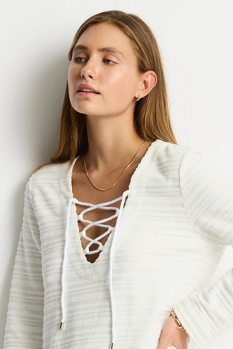 Horizon Lace Up Dress in Horizon White