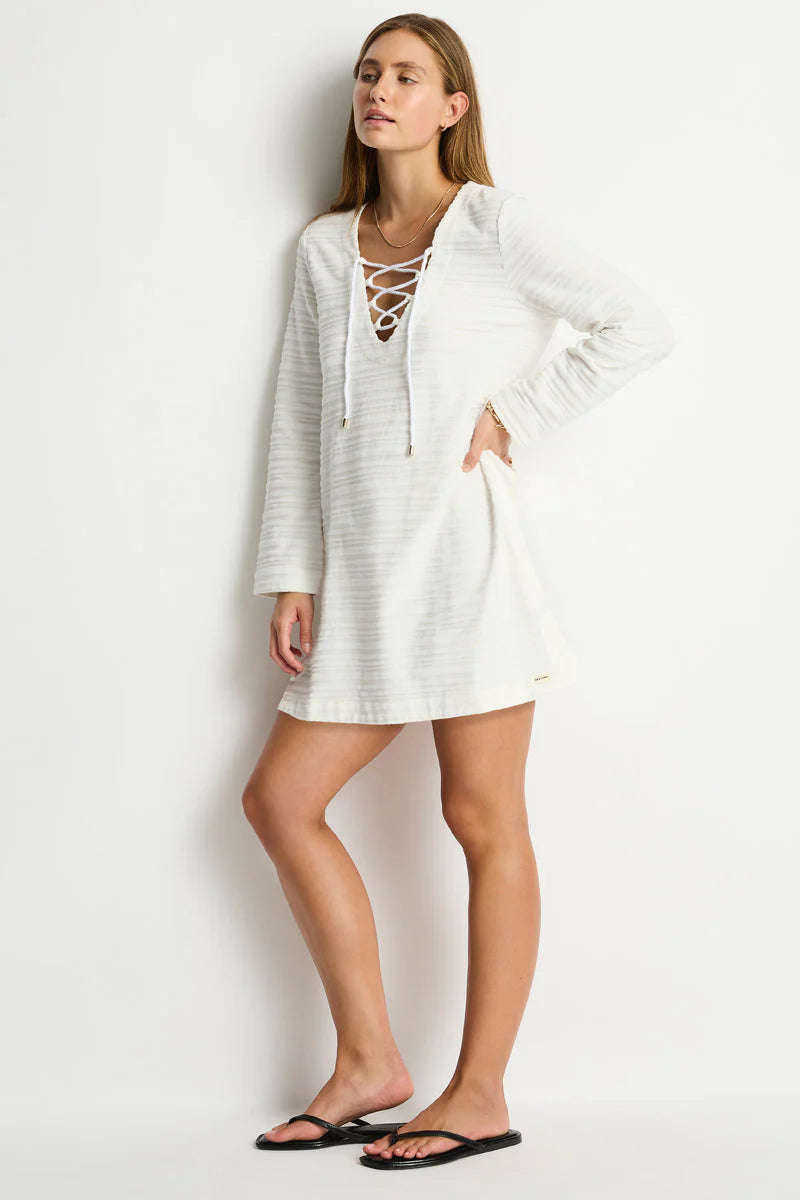 Horizon Lace Up Dress in Horizon White