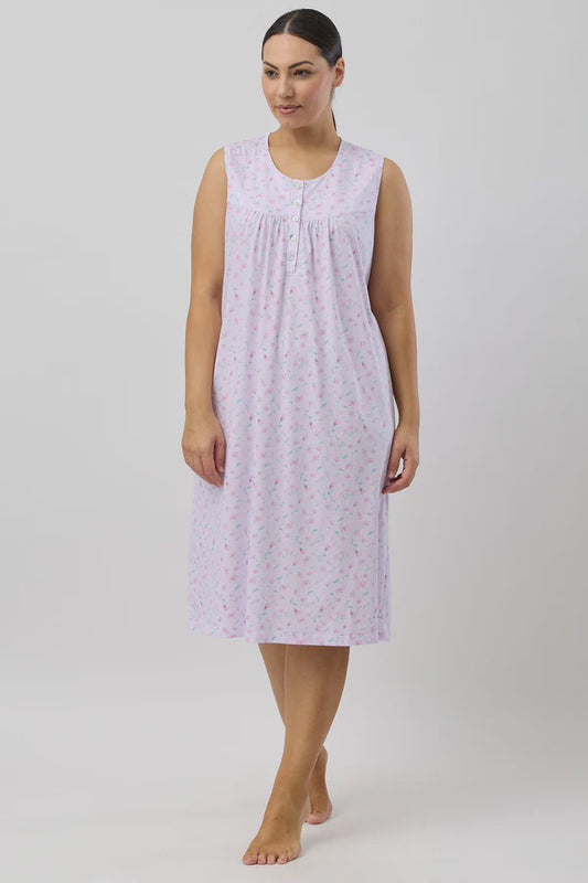 Peony Sleeveless Nightie in Pink